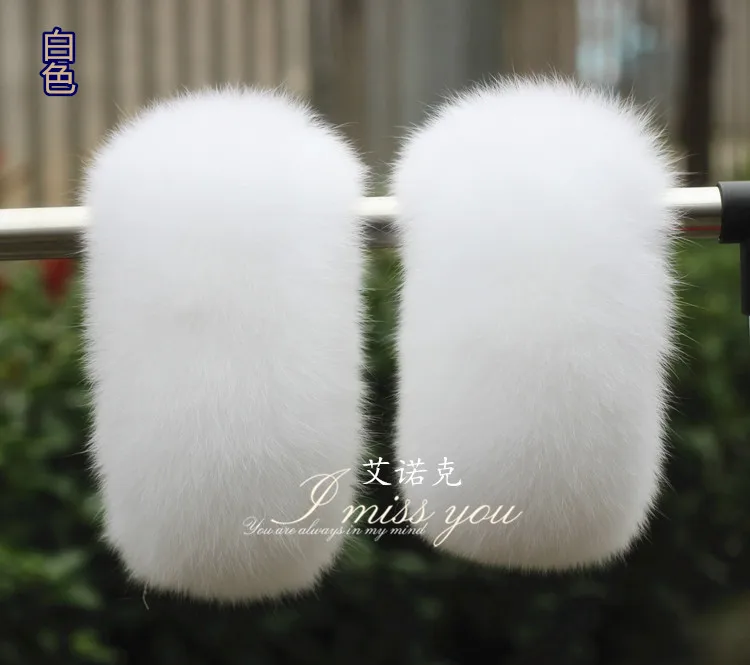 

Quality fox fur warm lady leather gloves fur cuffs wrist