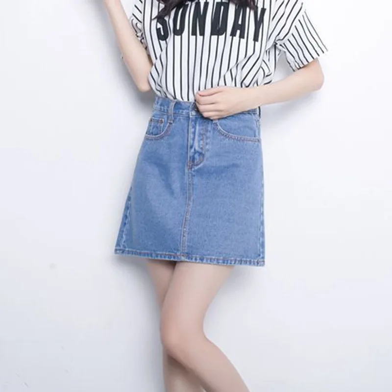 

Slim Womens Pockets Button Jeans Skirt Plus Size Casual Denim Skirt Summer High Waist Skirts