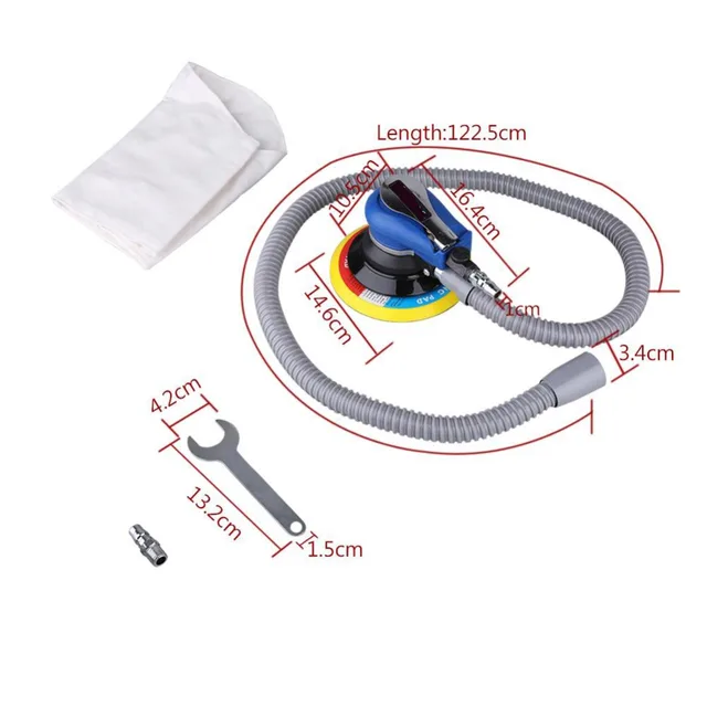 6inch 150mm Air Palm Sander Pad Pneumatic Tool with Dust Collection Hose Wrench Connector Polisher Dust Bag