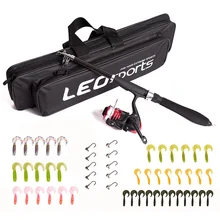 1,3/1,6 м Мини Портативная Удочка приманка для спиннинга колеса 42 шт. Мягкая приманка 10 шт. свинцовые крючки для головы набор рыболовных инструментов