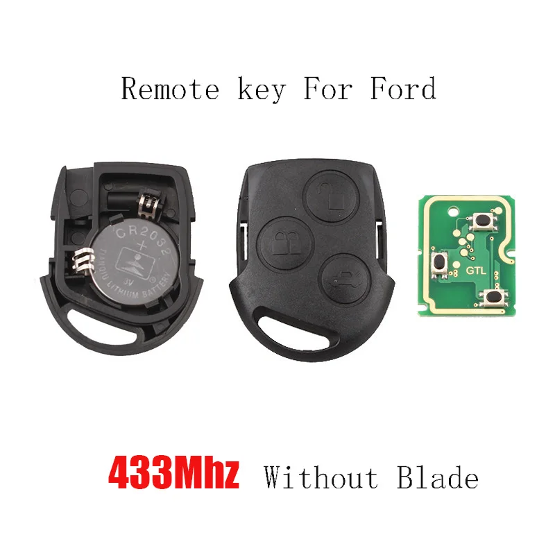 3 кнопки дистанционного ключа Fob 433 МГц для Ford Focus Fiesta Mondeo Galaxy C Max S автозапчасти без