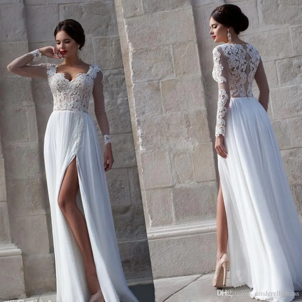 mesh sleeve wedding dress