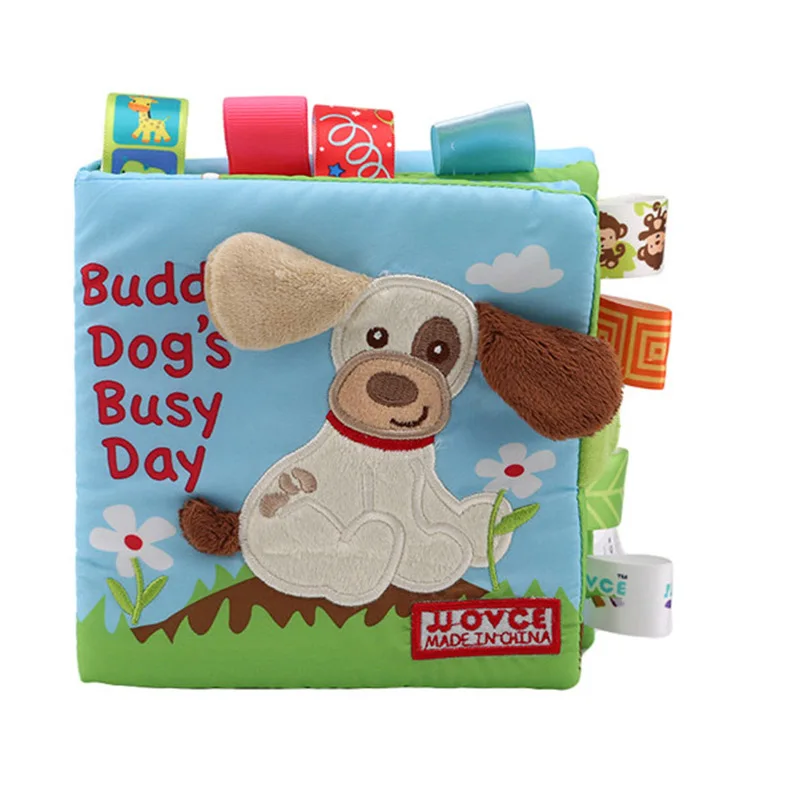 Картонные детские игрушки книжки из мягкой ткани звук шелеста детские развивающие кролик погремушка в коляску новорожденная кроватка детские игрушки 0-24 месяца - Цвет: dog 15x15cm