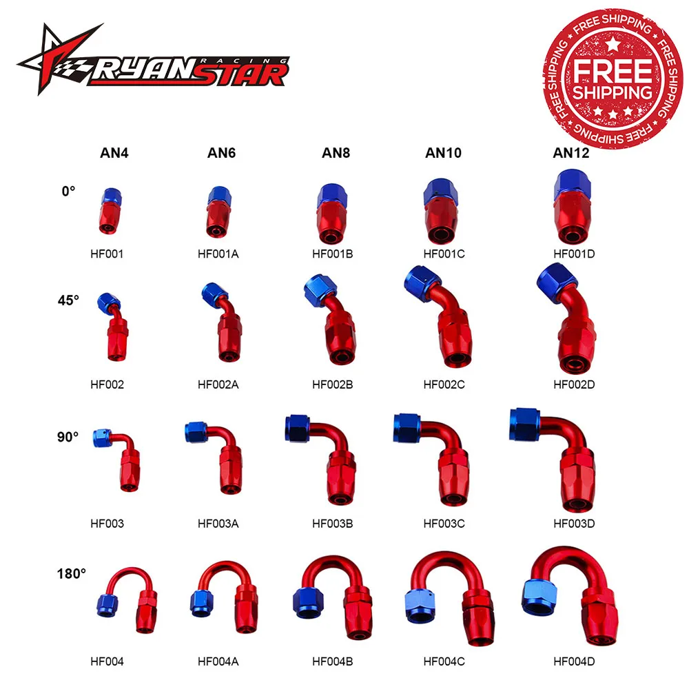 

Universal AN 4 6 8 10 12 Oil/Fuel/Swivel Hose Aluminium AN Fittings Adapter Oil Fuel Reusable Fitting Hose End 4 Degree