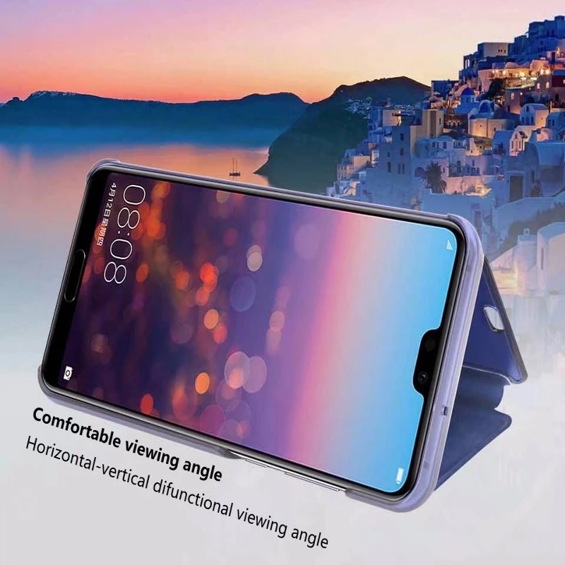 Умный зеркальный чехол для Huawei P30 Pro P20 прозрачный из искусственной кожи с