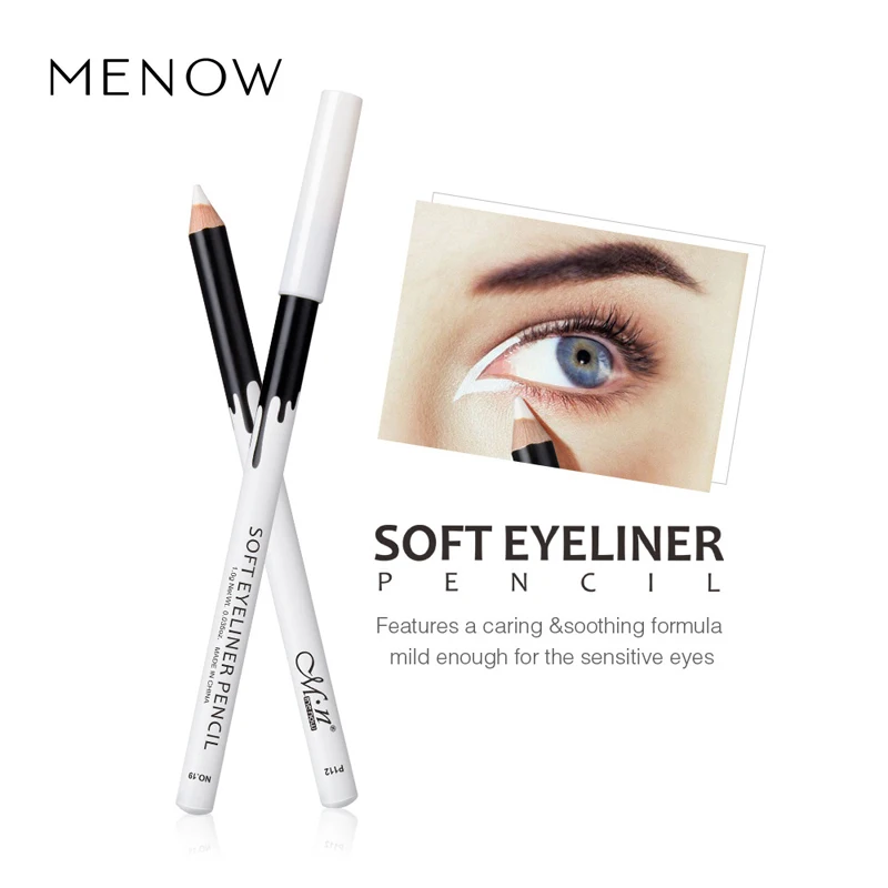 

Brand Waterproof White Glitter Eyeliner Pencils MENOW Makeup Long Lasting Soft Pigments Eye Liner Pen