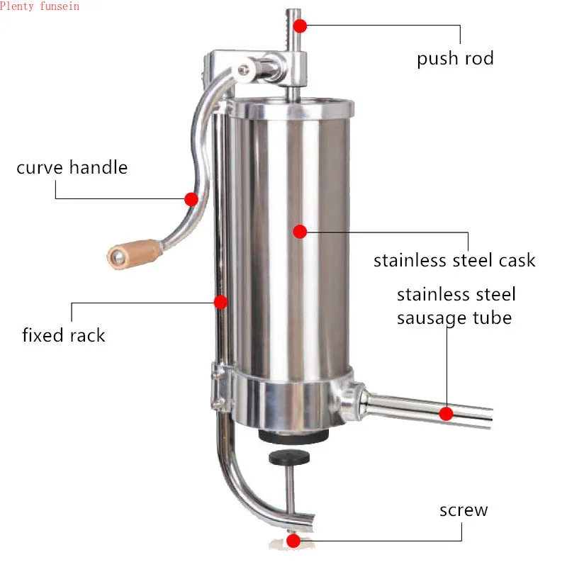 3 литра большой домашний колбаса мяса шприц из нержавеющей стали Ручная вертикальная машина для наполнения кухонный шприц клизма banger Maker