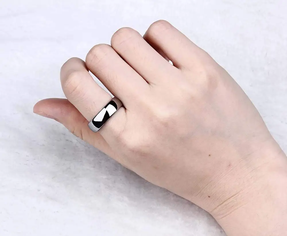 Tigrade Pure Titanium Ring Silver Color Polished 2/4/6/8/10mm Classic Engagement Ring For Male Female Wedding Bands Anti-Allergy 4