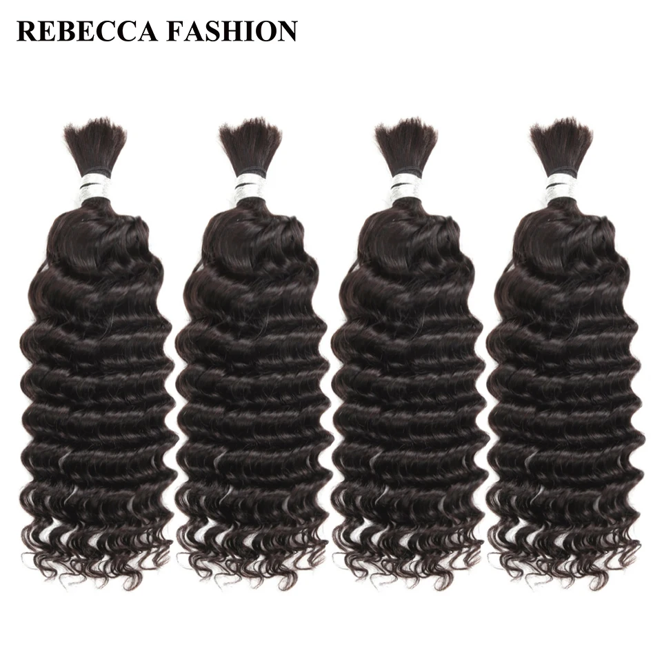 

Rebecca 4 Bundles Deals Human Braiding Hair Bulk Braiding Remy Indian Deep Wave Hair Extension Crochet Free Shipping