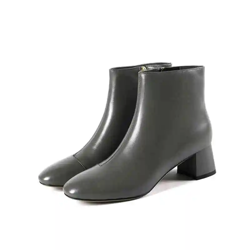 Krazing pot/Новинка; модные уличные ботинки «Челси» из натуральной кожи; женская зимняя обувь в европейском стиле; лаконичные ботильоны простого размера плюс; L86 - Цвет: Серый