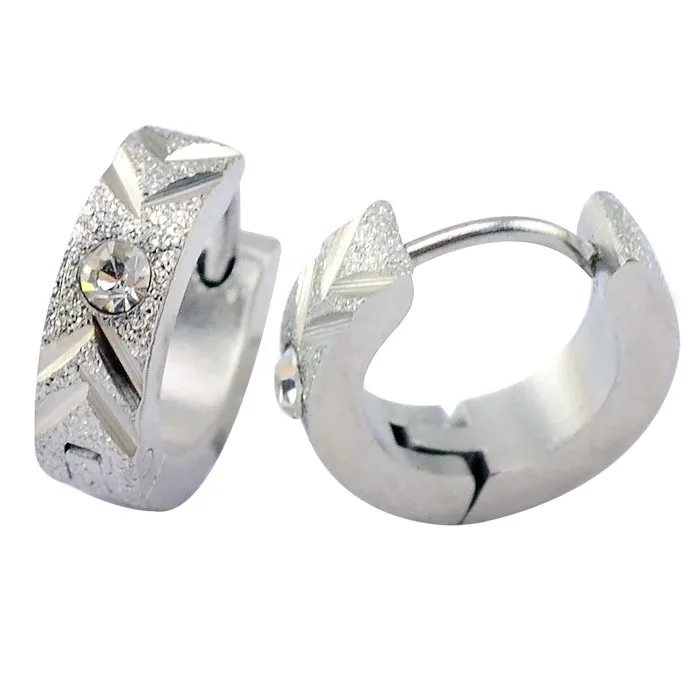 316l surgical steel pave earrings with crystal body earring for mens