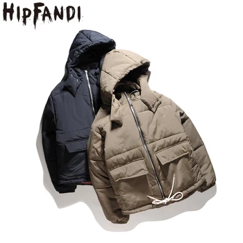 

HIPFANDI New High Street Casual Men Loose Outerwear 2018 Big Pockets Oversize Hooded Coat Fashion Winter Hip Hop Zipper Jacket