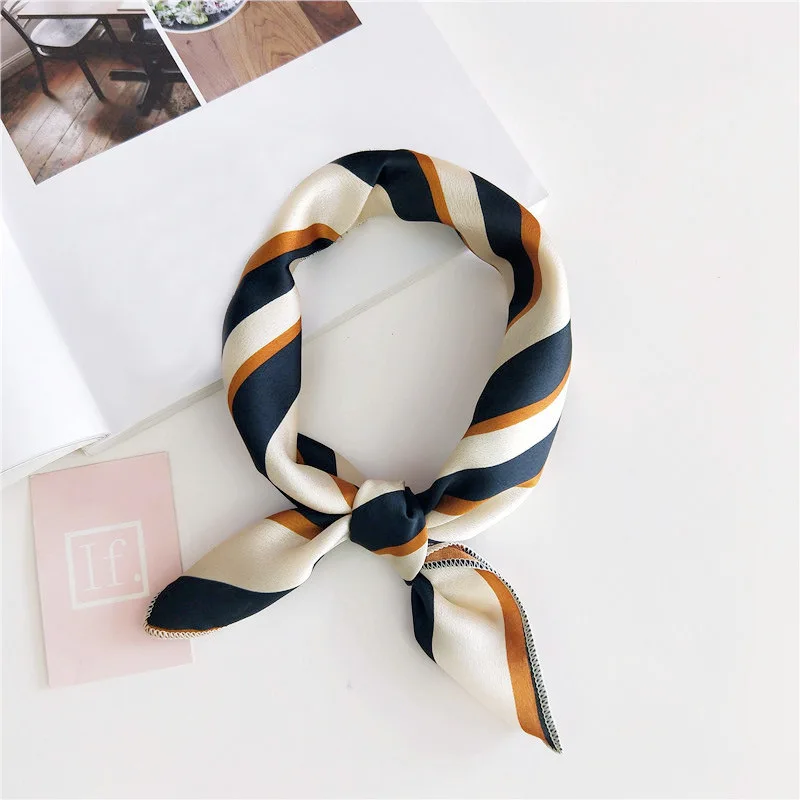 50X50CM Square Artifical Silk Satin Scarf Hair Tie Band Women Head Neck Femme Bandana Accessories Tie Band Neckerchief Wrap A93