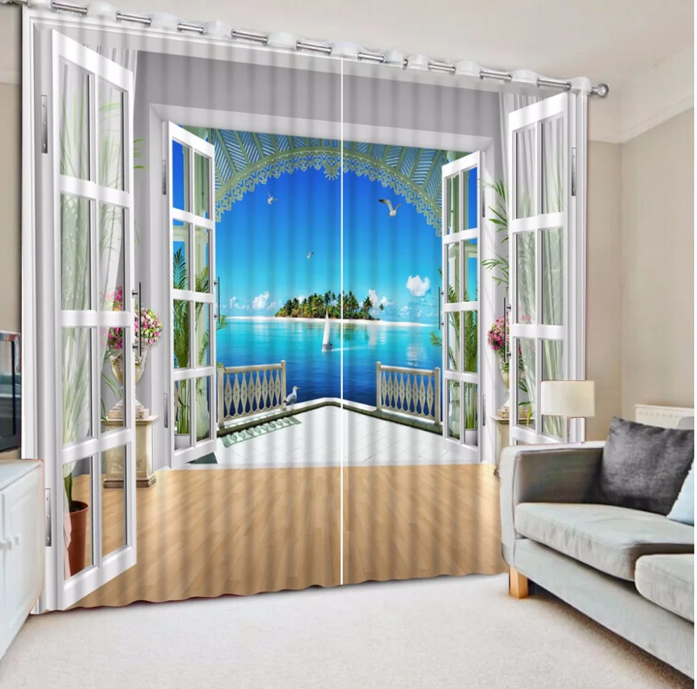 

3D Refind lifelike Window Design Curtain European Photo Printing 3D Curtains Living room Bedroom Curtains Home Decoration