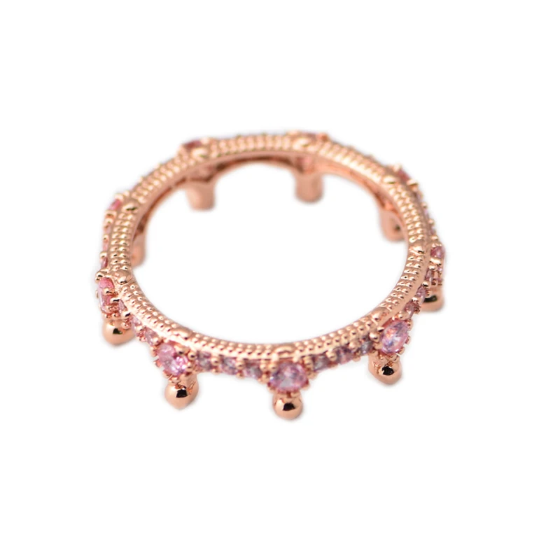 Новое поступление, королевские румяна в форме короны, розовое золото, стекируемые кольца для женщин, ювелирные изделия с розовыми кристаллами, RFR002