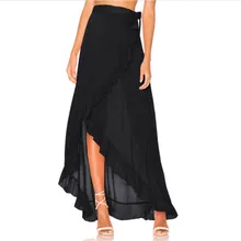 Для женщин шифон Boho Высокая Талия пляжные Обёрточная бумага Макси Разделение Юбка Лето LongDress