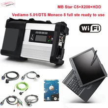 Melhor Feito mb estrela c5 com 2018.9 HDD mais recente software em x200 laptop sd conectar c5 diagnóstico auto scanner de alta qualidade DHL livre