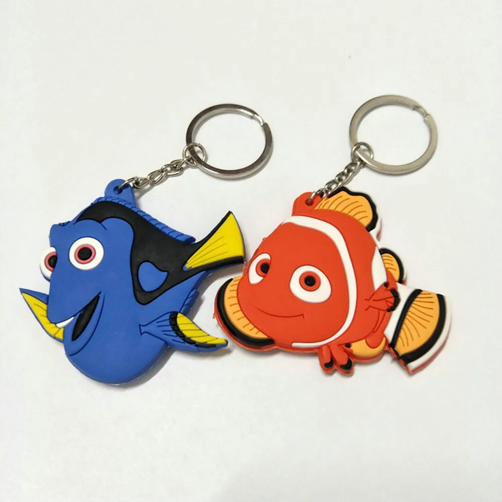 

Cartoon animal clown fish PVC keychain Nemo Dory fashion cute double-sided soft rubber porta chaves bag pendant Keyring Jewelry