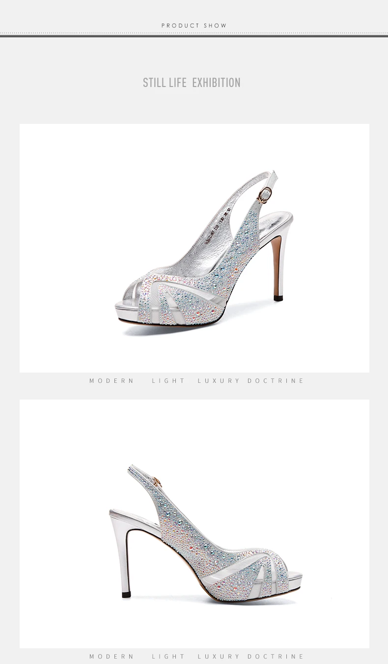 Летние сандалии новые, с открытым носком Стразы босоножки на высоком каблуке Для женщин на платформе свадебные туфли золотистого и серебристого цвета обувь для вечеринок на каблуке 9 см