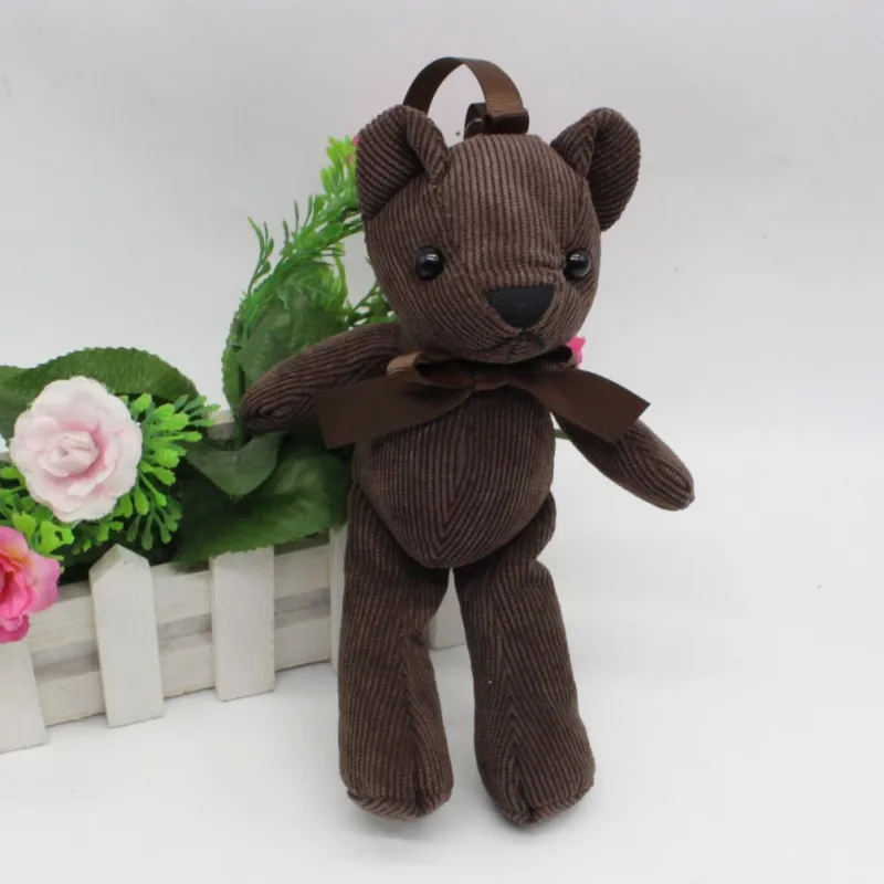 Luxury Bowtie Teddy Bear Dolls Toys Corduroy Stripe Bear Cloth Doll Small Key Bag Pendants Wedding Party Flower Decor 1418cm 10pcs (10)