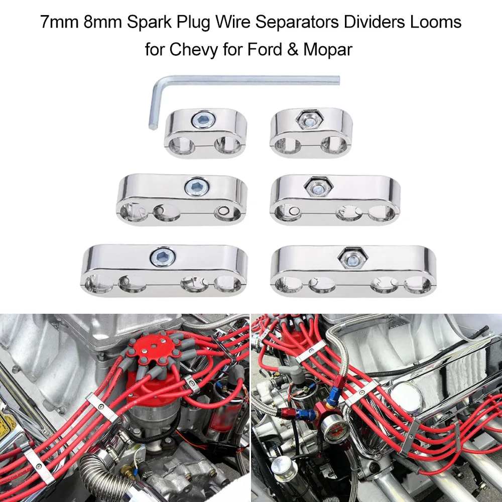 Billet Aluminum 7mm 8mm 9.5mm Spark Plug Wire Separators Dividers Looms SBC 350