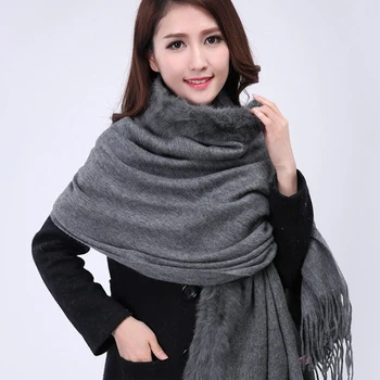

Hot Sale New Geay Women's 100% Wool Shawl Cashmere Rabbit Fur Pashmina Classic Poncho Scarfs Dropshipping 180x70cm 112303