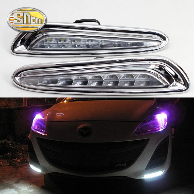 

DRL For Mazda 3 Mazda3 2010 2011 2012 2013 LED Daytime Running Lights Daylight fog lamp cover headlight with yellow turn signal