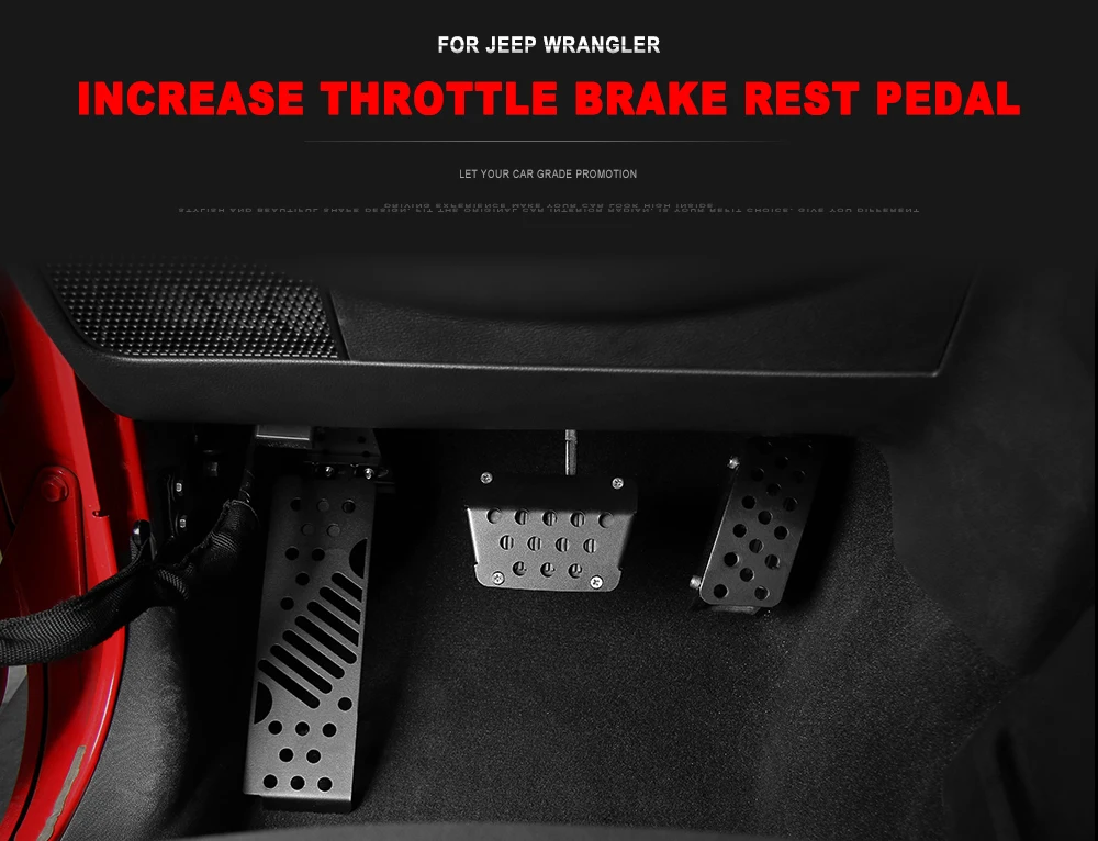 x1 SHINEKA Pedals for Jeep Wrangler 2007+ 3Pcs Metal Foot Rest Pedals Brake Pedal Gas Pedal Set for Jeep Wrangler JK