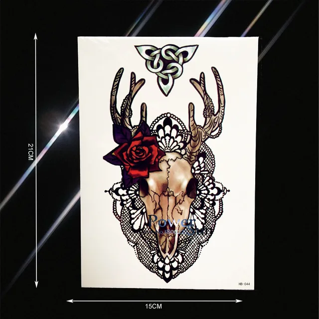 Grandes Alces Antlers Dos Cervos Etiqueta Do Tatuagem Temporária Falso Braço Tatoo Para Mulheres