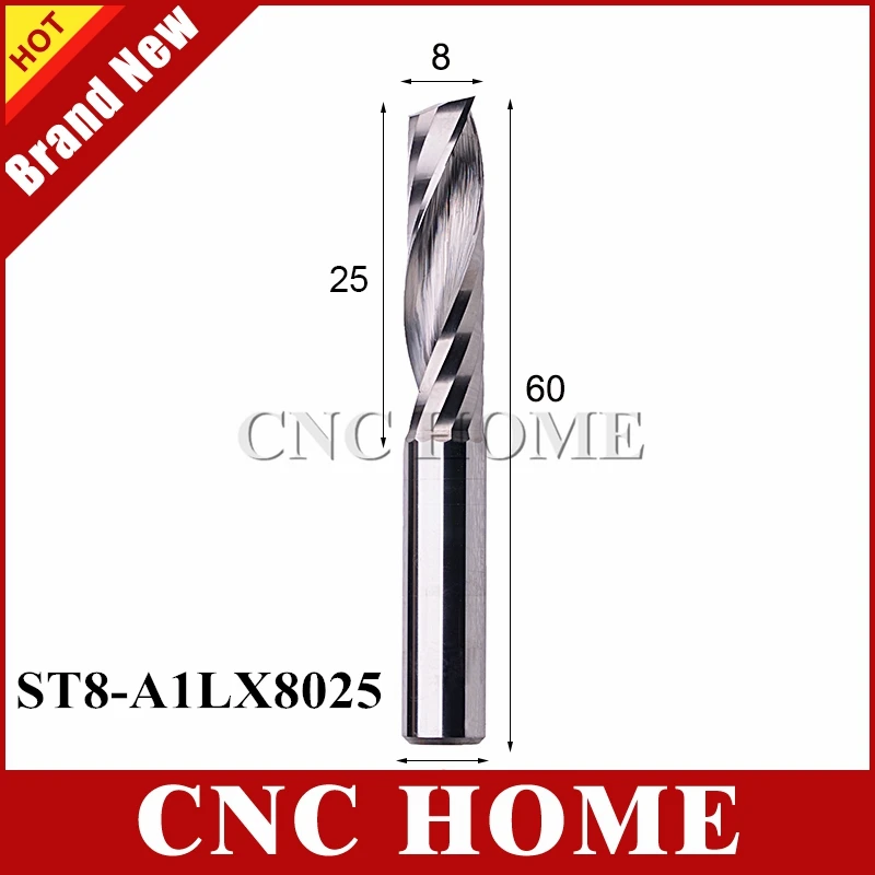 

1pc 8*25mm Solid Carbide Endmill Single One Flute Spiral Wood CNC Router Bits Woodworking Milling Cutter