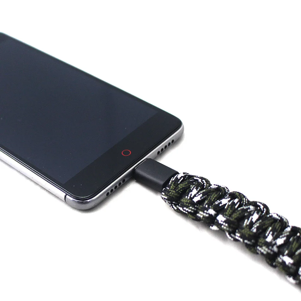Плетеный браслет из Паракорда с USB кабелем типа C многофункциональный веревки для