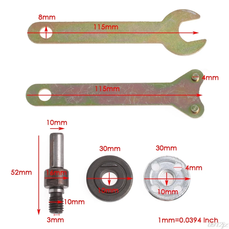 

M10/16mm Hole Drill Angle Grinder Mandrel Adapter Disc Holder Kit Spanner Kit New Drop ship qiang