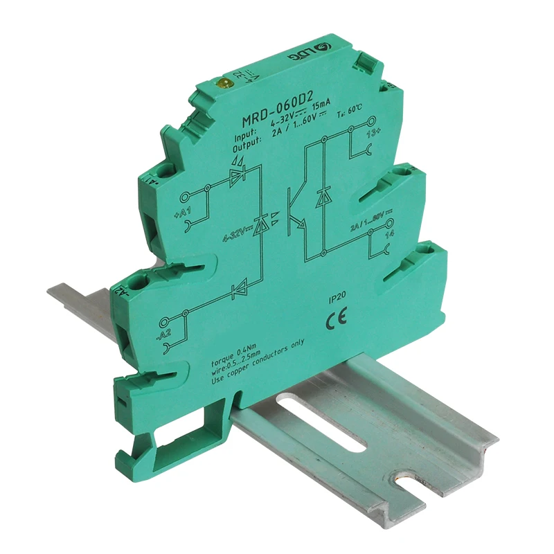 MRD-060D2 Innovative LED Indication 2A Input: 5V 12V 24V DC SSR Solid Sate Relay Interface DIN Rail Relay Module Switch Board