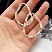 SRCOI простой: золото, серебро, цвет металла Геометрическая неправильная овальная Женская Сережка-гвоздик круг Европа серьга в стиле «минимализм» для женщин