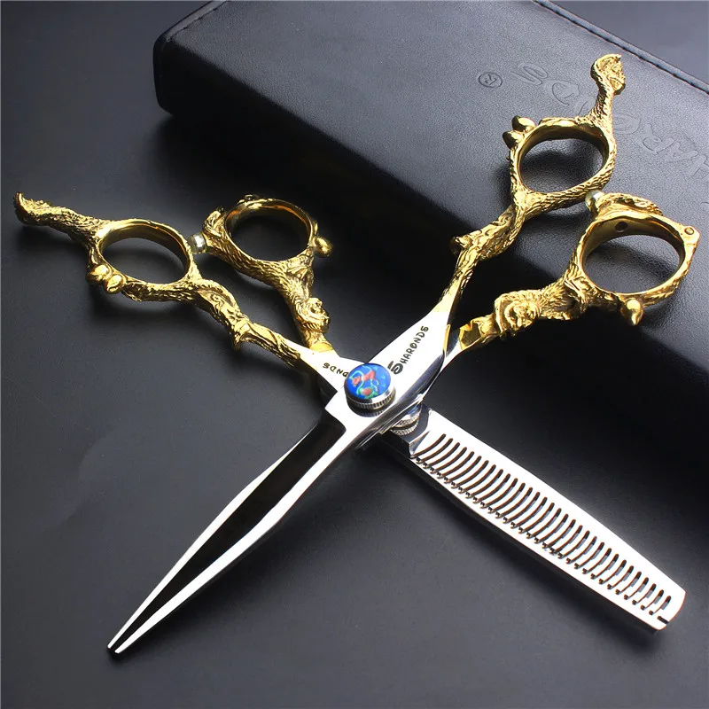 Парикмахерские ножницы 6,0 дюймов 440c профессиональные ножницы для парикмахерских из японской стали 440c филировочные ножницы золотого цвета