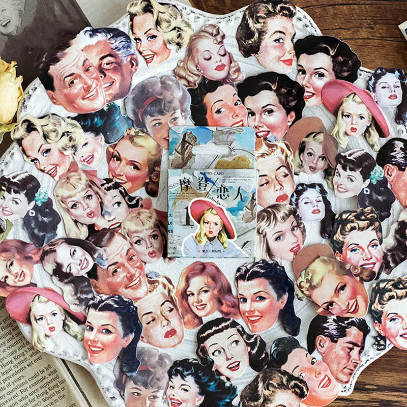 

46Pcs/Box Creative Modern Lover Stickers Cute Beauty Stickers Kawaii Paper Adhesive Stickers For DIY Scrapbooking Diary Decor