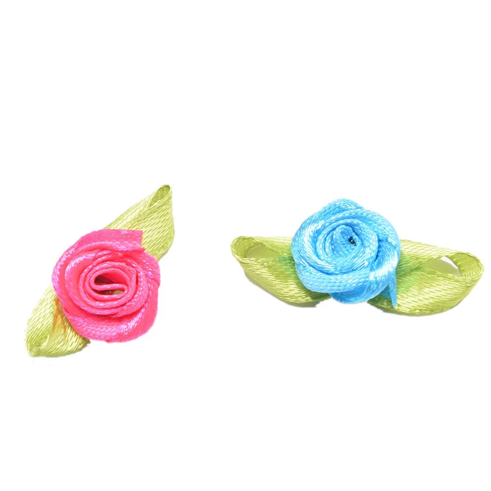 pequeña cinta de raso rosa de costura boda apliques de flores A62 200 un