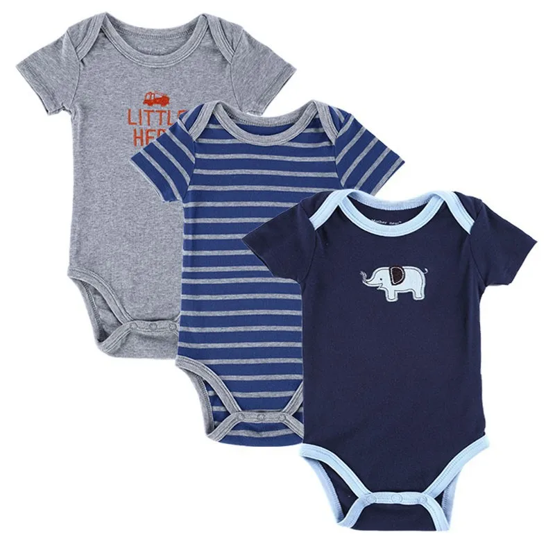 3pcs/lot Baby Rompers Новорожденные Rompers с коротким рукавом Хлопок Baby Boy Девушка Rompers Одежда для новорожденных - Цвет: 151040506