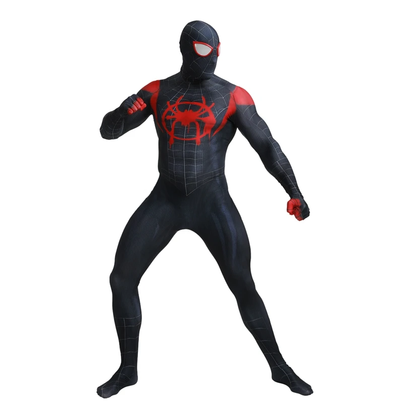FOGIMOYA Black Miles Morales костюм Человека-паука для взрослого мальчика Человек-паук косплей-костюм супергерой зентай Человек-паук