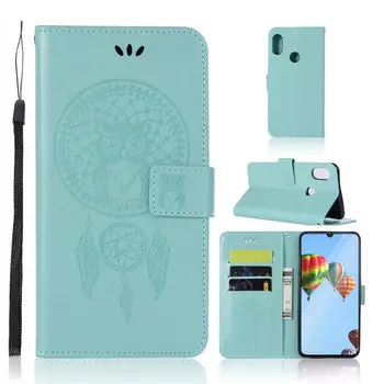 

20pcs/lot Wind Chime Owl Embossing 3 card PU+TPU book style leather cover case for Huawei P20 P20 lite pro P30 P30 lite pro case