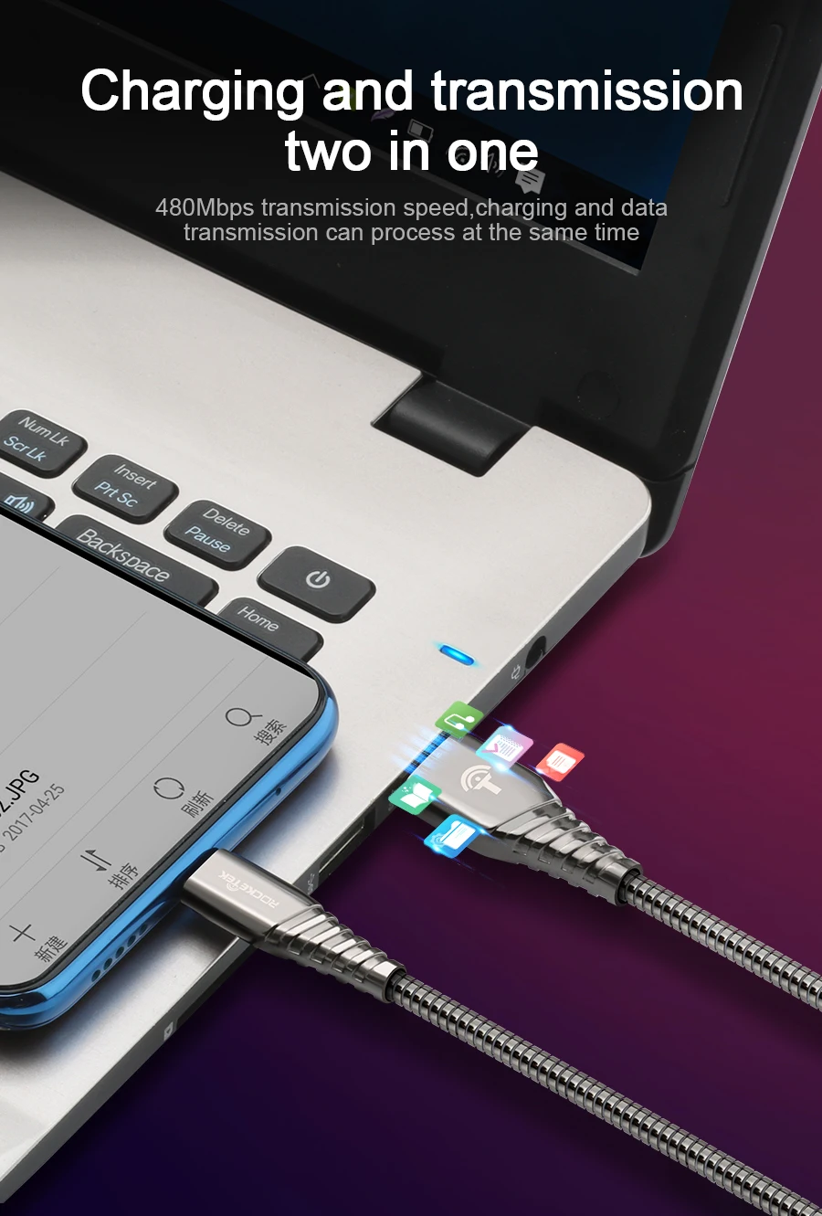 Rocketek usb type-C кабель Micro USB-C для мобильного телефона 3A Быстрая зарядка type-C для samsung Galaxy S9 S8 Plus xiaomi redmi note 5 7