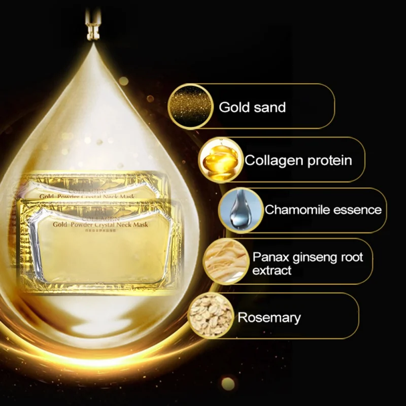 Золотая коллагеновая маска для шеи кристальная Золотая пудра отбеливающая омолаживающая маска для ухода за шеей увлажняющая маска для удаления морщин шеи