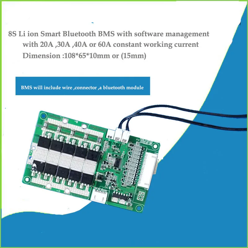 7 S 29,4 V 8 S 24 V Lifepo4 или литий-ионный Bluetooth Смарт BMS с 20A к 60A постоянная Разрядка ток для электрический велосипед приложение BMS