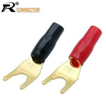 

4pcs Gold-plated Copper Banana Plugs U/Y Type High quality Banana Connector Speaker Wire Connector With Plastic Handle Case