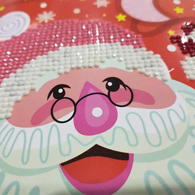 Diamond Painting Greeting Card Diamond Cartoon Painting Mini Santa Claus Merry Christmas Paper Craft Postcard
