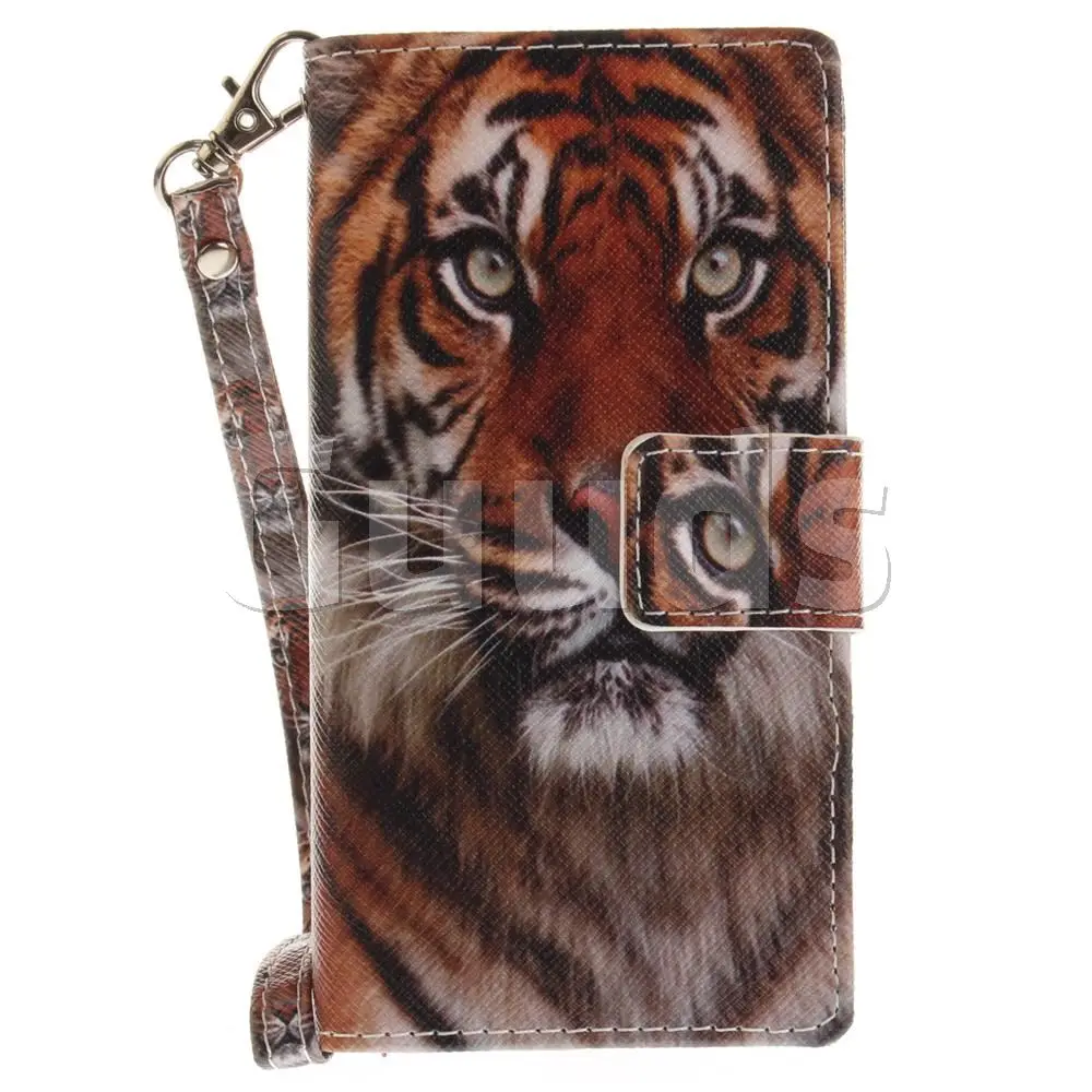 Siberian Tiger Hand Strap Leather Wallet Case for Sony Xperia X Compact X Mini