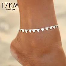 17KM 3 Style New Triangle Geometry Anklet Foot Chain Ankle Summer Bracelet Charm Anklet Tassel Sandals Beach Foot Jewelry Gift