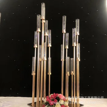 

10PCS Metal Candlesticks Flower Vases Candle Holders Wedding Table Centerpieces Candelabra Pillar Stands Party Decor Road Lead