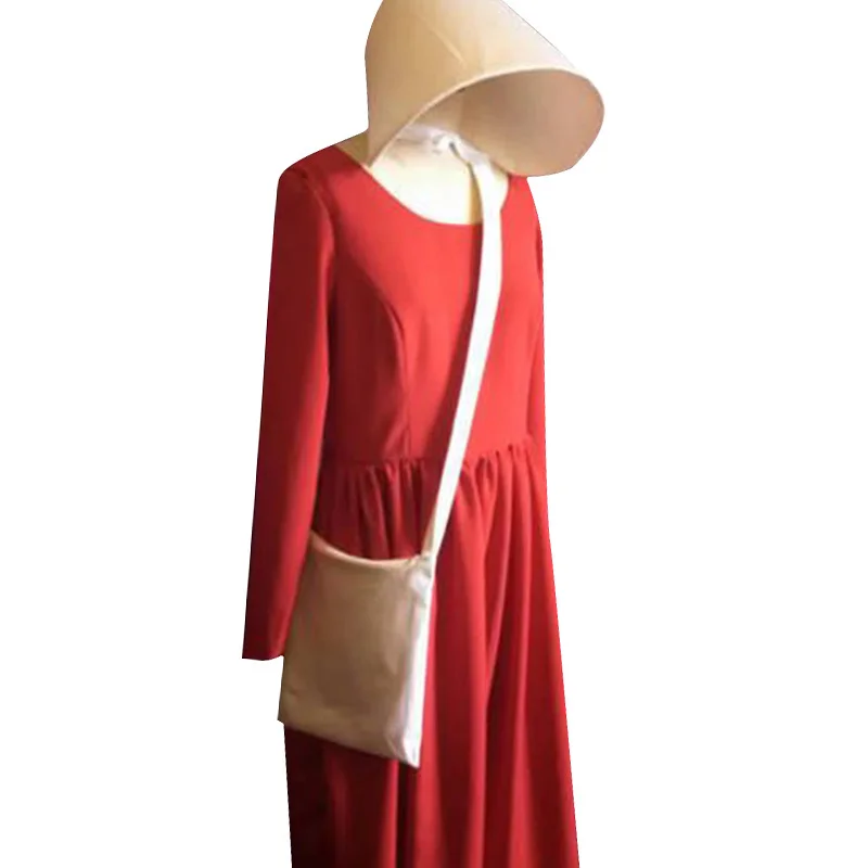 The Handmaid's Tale Cosplay Offred Costume Long Dresses Cloak Halloween Carnival Women Red Cape Hat Bag Full Set Christmas Gowns