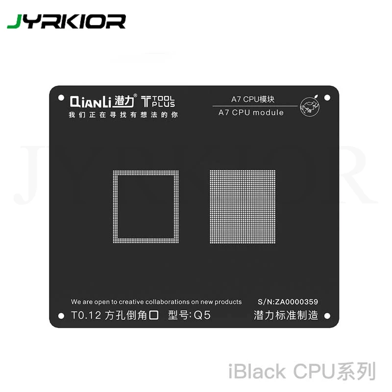 

Jyrkior QianLi CPU Processor A7/A8/A9/A10/A11 Module BGA Reballing Black Stencil Plant Tin Steel Net For iPhone 5/6/6SP/7G/7P/8